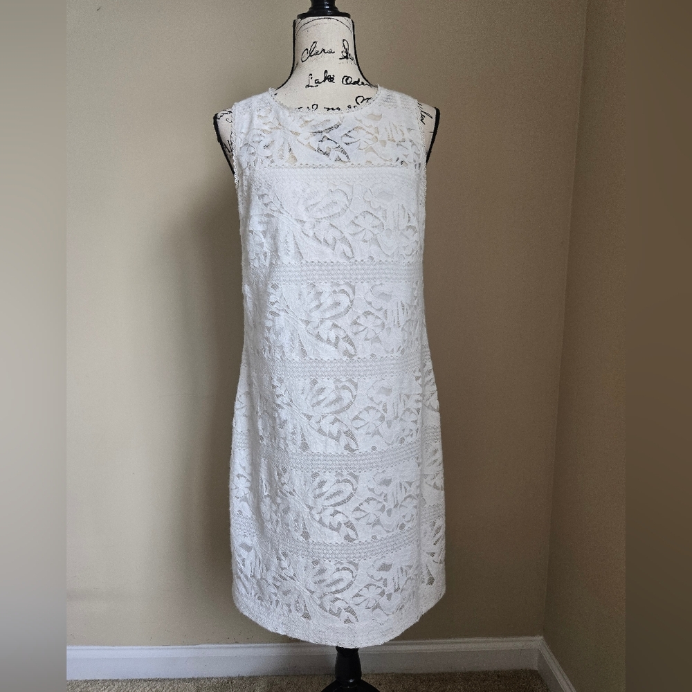 Lauren Ralph Lauren NWOT white Lace Mini Dress Sleeveless Womens 10